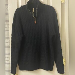 Askdeer Men's Black Quarter Zip Cable Knit Sweater Size 2XL
